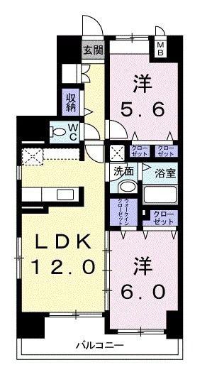 POSEIDON(2LDK/7階)の間取り写真