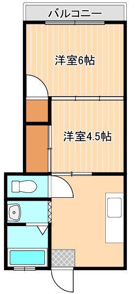 岸ペナテス(2K/1階)の間取り写真