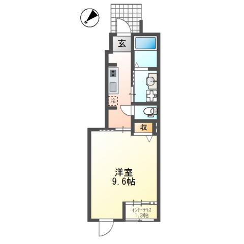 プラウド仙石原(1K/1階)の間取り写真