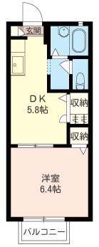 グリーンヒルK I(1DK/2階)の間取り写真