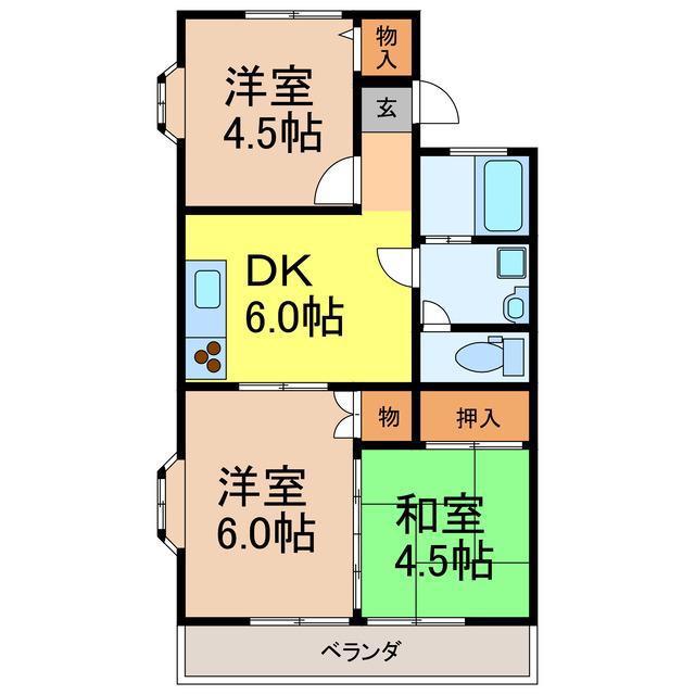 ユーハウス(3DK/1階)の間取り写真