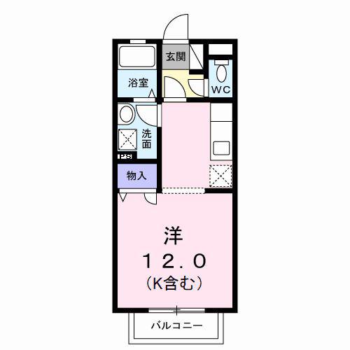 インゼルプラッツ(ワンルーム/2階)の間取り写真