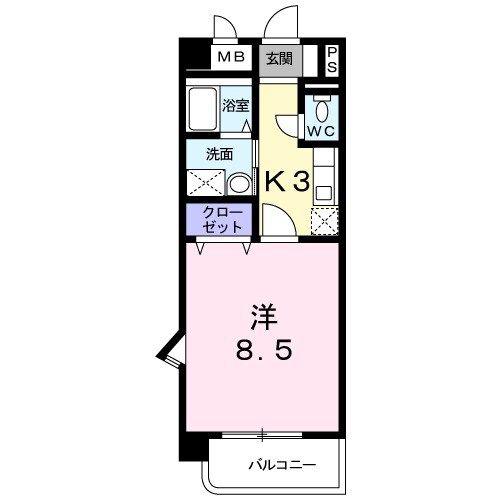 ゲイブルズ(1K/2階)の間取り写真