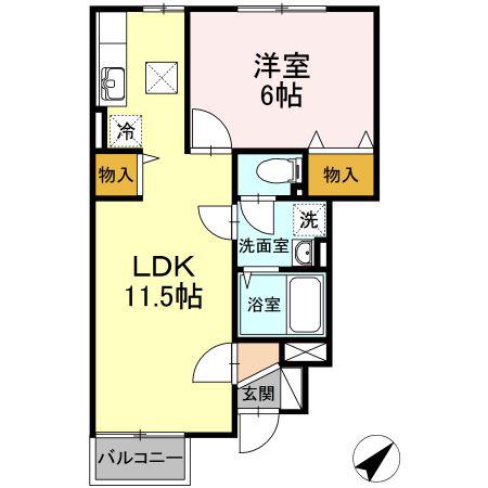 プリマベーラ松森(1LDK/1階)の間取り写真