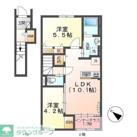 ソラーレ(2LDK/2階)の間取り写真