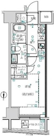 アルテシモ コルソ(1K/8階)の間取り写真