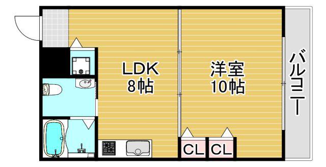 ハイコート福島(1LDK/4階)の間取り写真