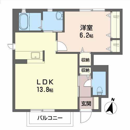 グラングリュB(1LDK/1階)の間取り写真