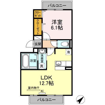 エスペランサ昭和(1LDK/3階)の間取り写真