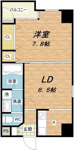 クレセル真田山(1LDK/7階)の間取り写真