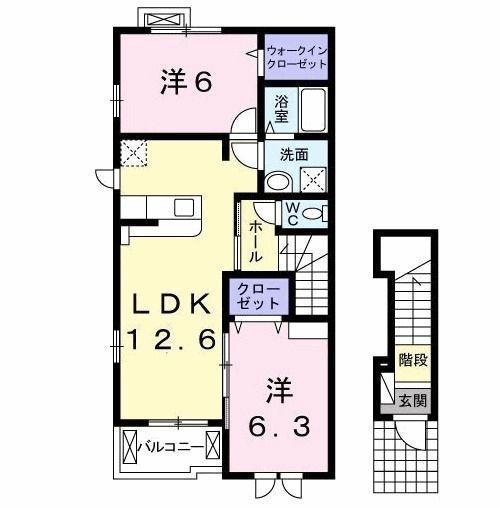 ガーデンフォレストⅠ(2LDK/2階)の間取り写真