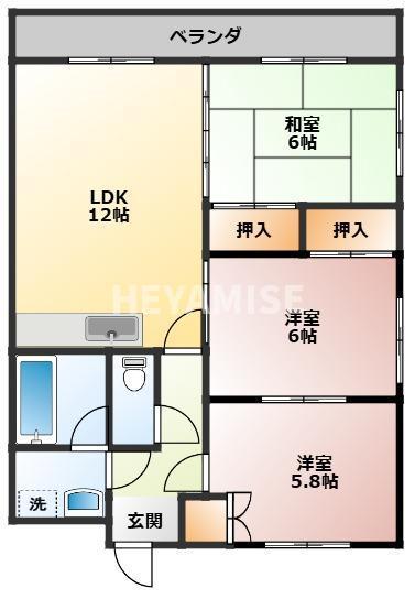七福マンション(3LDK/7階)の間取り写真