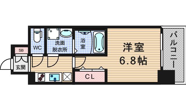 レジュールアッシュ九条(1K/8階)の間取り写真
