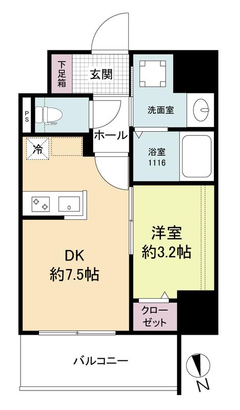 公園前ウエストハイツ(1LDK/5階)の間取り写真