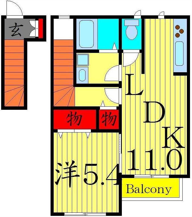 アイレックス(1LDK/2階)の間取り写真