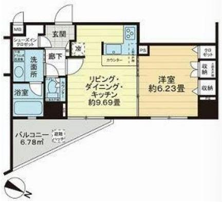 デュオ・スカーラ赤坂(1LDK/5階)の間取り写真