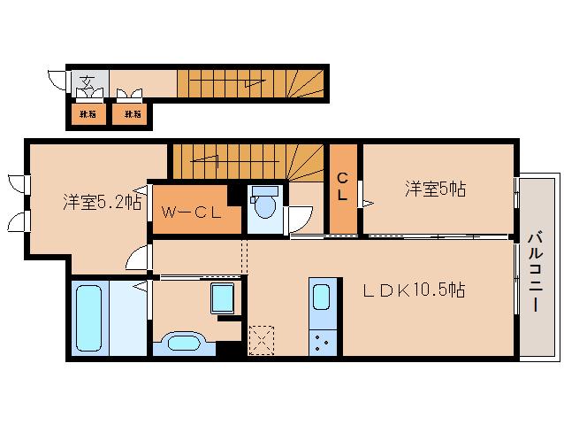 メゾン桜(2LDK/2階)の間取り写真