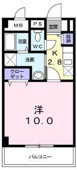ドミールソレイユ(1K/2階)の間取り写真