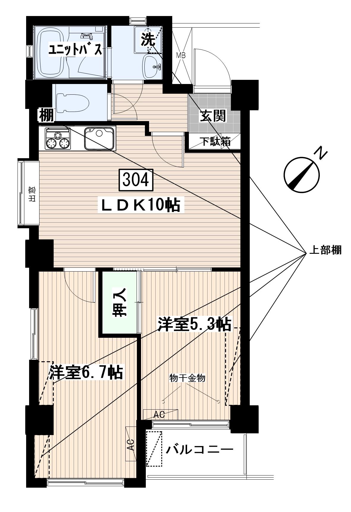 北都ヒルズ(2LDK/3階)の間取り写真