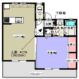 フィーネス壱番館(1LDK/2階)の間取り写真
