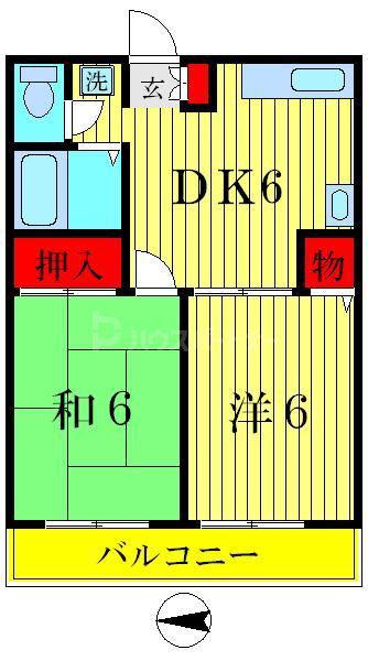 エステート奥戸(2DK/3階)の間取り写真