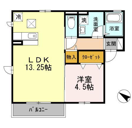 エスポワール AB(1LDK/1階)の間取り写真