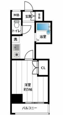 ロイヤルパレス目黒(1K/4階)の間取り写真