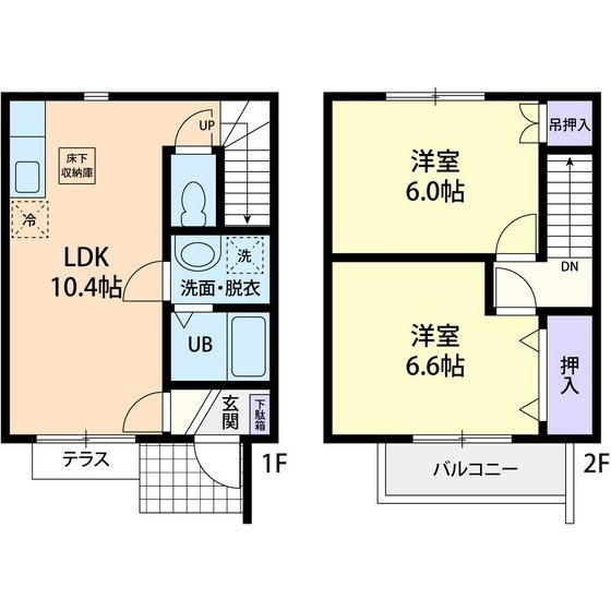 ラポール壱番館(2LDK/1階)の間取り写真