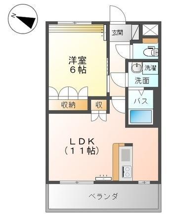 サンテフルール(1LDK/2階)の間取り写真