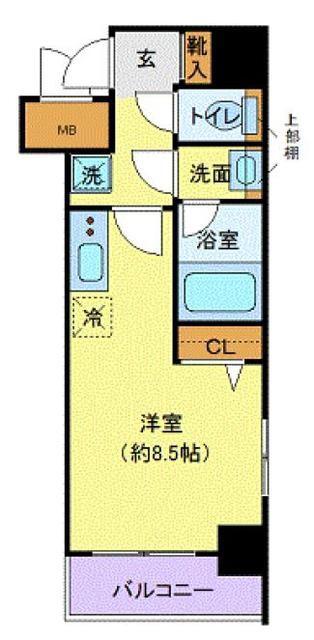リーフコンフォート本厚木(ワンルーム/9階)の間取り写真