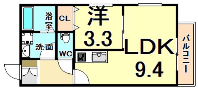グラツィア千船(1LDK/1階)の間取り写真