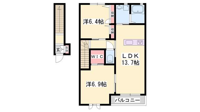 シャーメゾン西明石I(2LDK/2階)の間取り写真