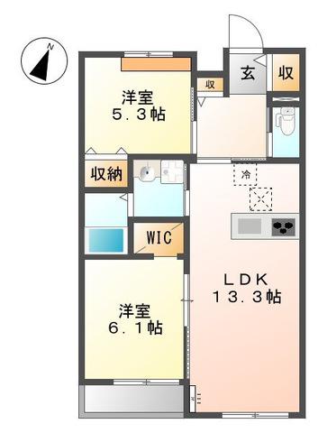 リッシュモント(2LDK/1階)の間取り写真