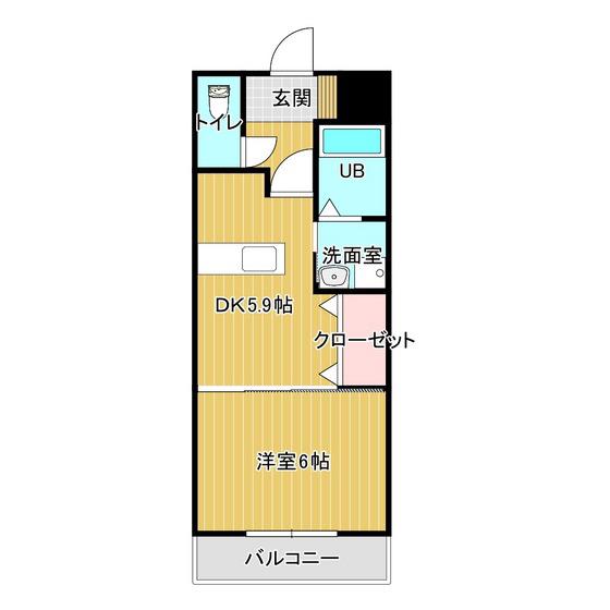 CLOSE HOLD(1DK/6階)の間取り写真