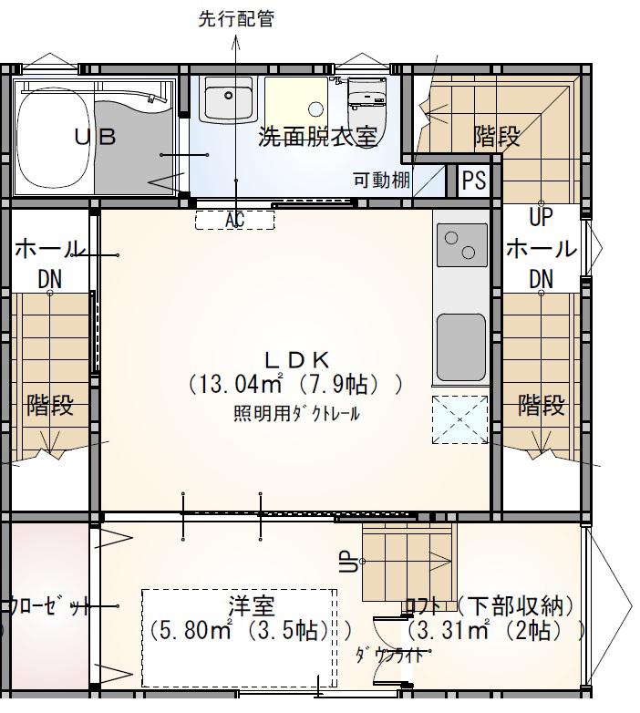 S.A.BOX寺家A棟(1LDK/2階)の間取り写真