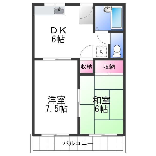 メゾンドールゆき(2DK/2階)の間取り写真
