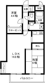 キャッスル戸田公園(2LDK/1階)の間取り写真