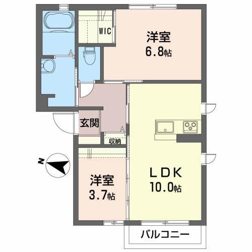 クレアーレ・スズキB(2LDK/2階)の間取り写真