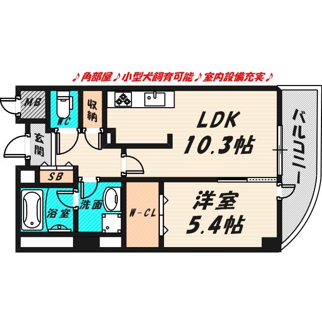 ジョイパーク鶴見(1LDK/3階)の間取り写真