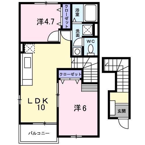 メゾン・ド・ソレイユB(2LDK/2階)の間取り写真