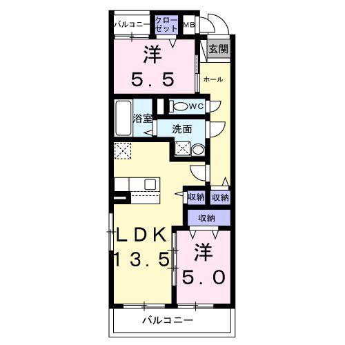 メゾン アイティー キング(2LDK/3階)の間取り写真