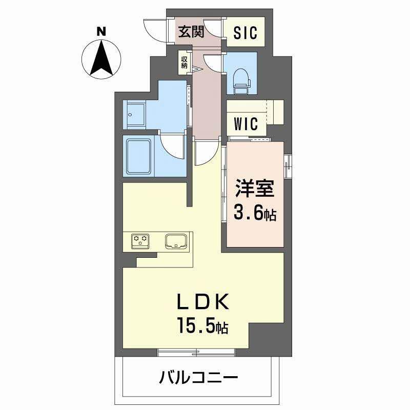 アミコート 瓦屋町(1LDK/2階)の間取り写真