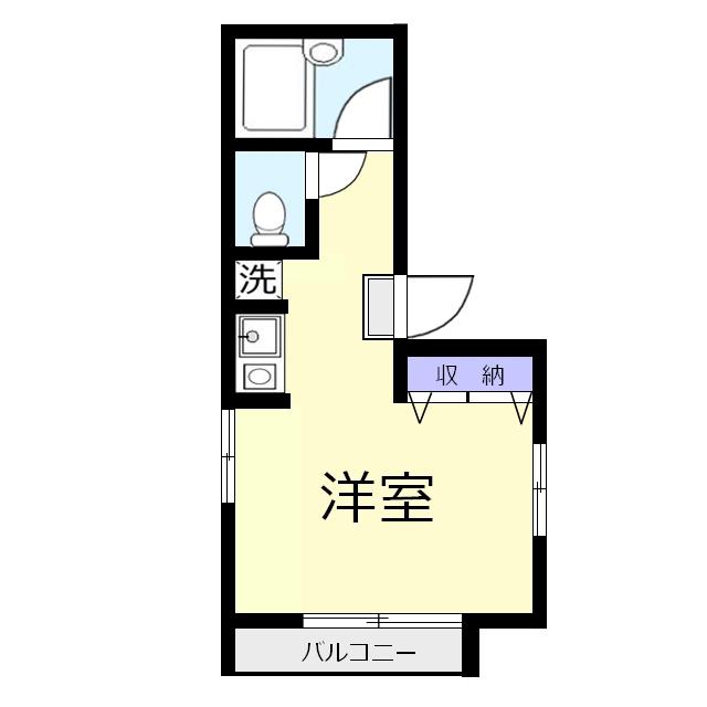オバタハイツF(ワンルーム/2階)の間取り写真
