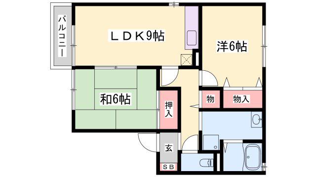 リバーコート(2DK/1階)の間取り写真
