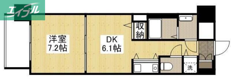 朝日プラザ岡山サウスフロント(1DK/6階)の間取り写真
