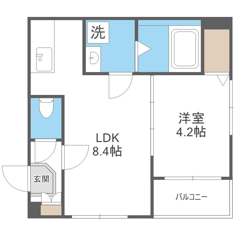 シャンティーハーバー九条(1LDK/1階)の間取り写真