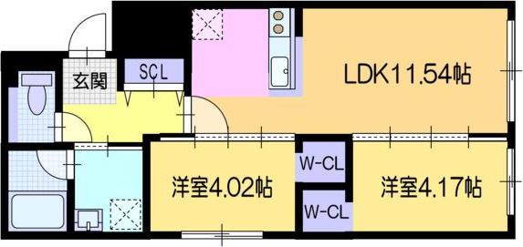 ラ・シュエットプリヴェ(2LDK/1階)の間取り写真