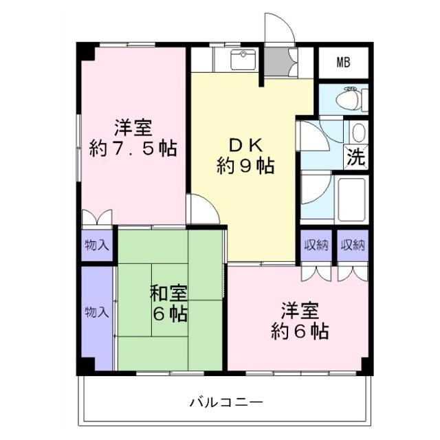 スカイハイムII(3DK/2階)の間取り写真