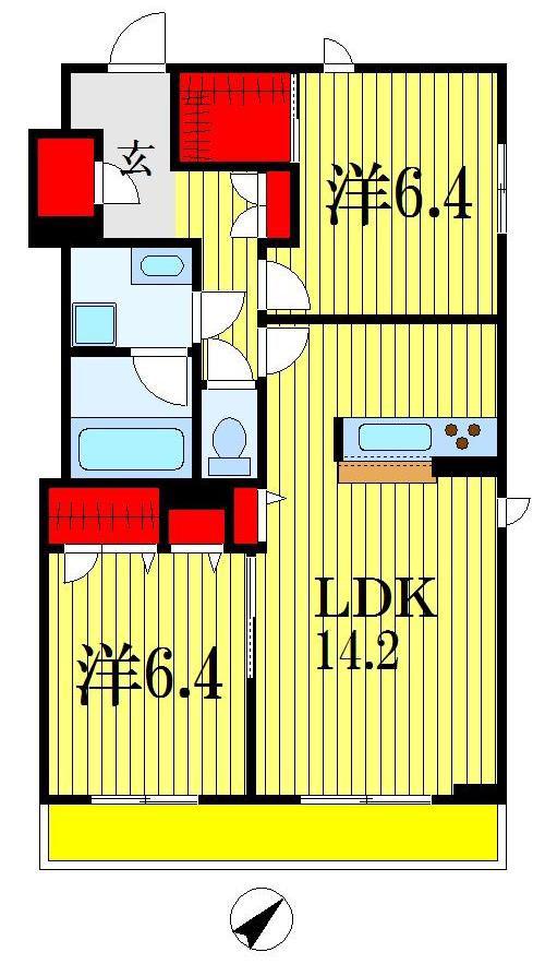 プルミエール(2LDK/3階)の間取り写真
