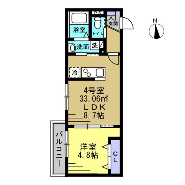 パルブニール浜野(1LDK/1階)の間取り写真